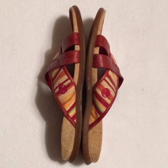 Timberland Red Leather/Canvas Sandals Slides sz 7 - Picture 6 of 8